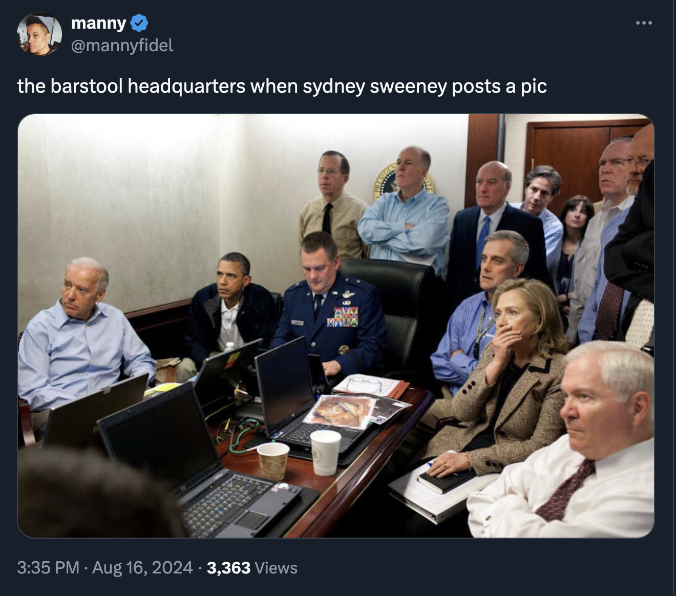 water temple obama meme - manny the barstool headquarters when sydney sweeney posts a pic 3,363 Views